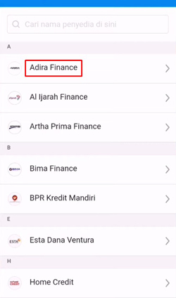 Pilih Adira Finance